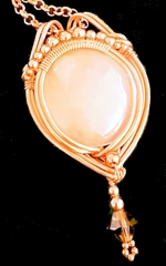 copper wrapped moonstone with czech crystal-small